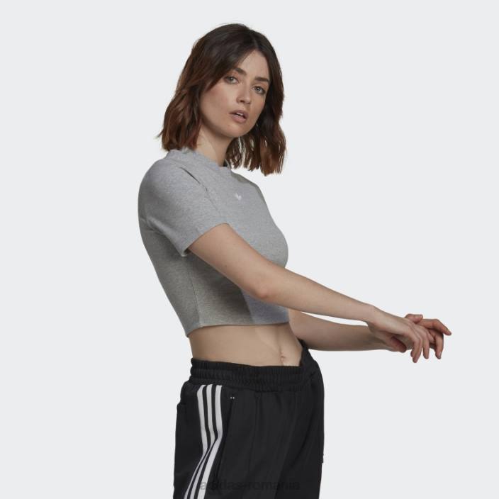 Adidas tricou decupat cu coaste adicolor essentials gri mediu adidas femei gri mediu 2JBN22647