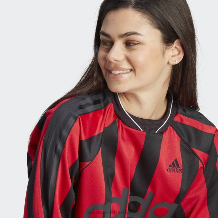 Adidas tricou jacquard cu maneca lunga negru adidas femei negru/stacojiu/alb 2JBN22806