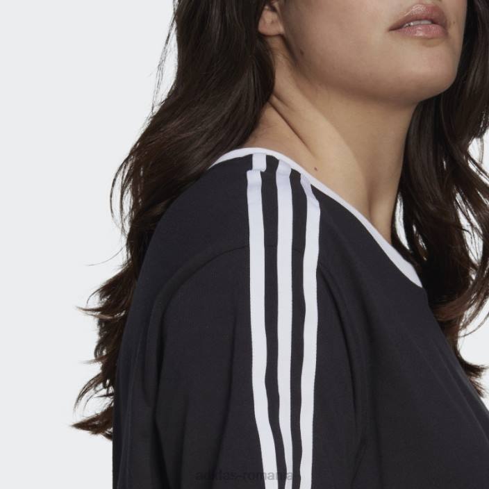 Adidas tricou negru adicolor classics cu 3 dungi (plus mărime) femei negru 2JBN22498