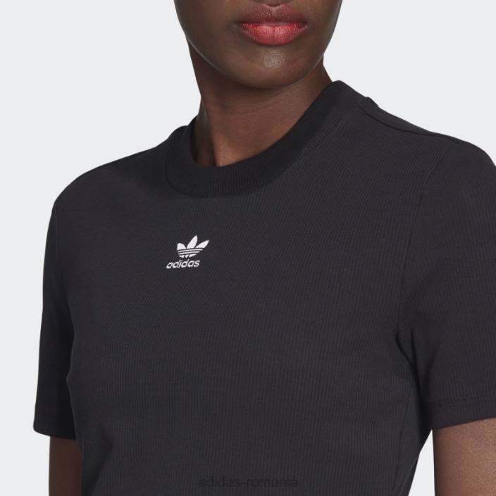Adidas tricou negru adicolor essentials decupat cu coaste adidas femei negru 2JBN22959