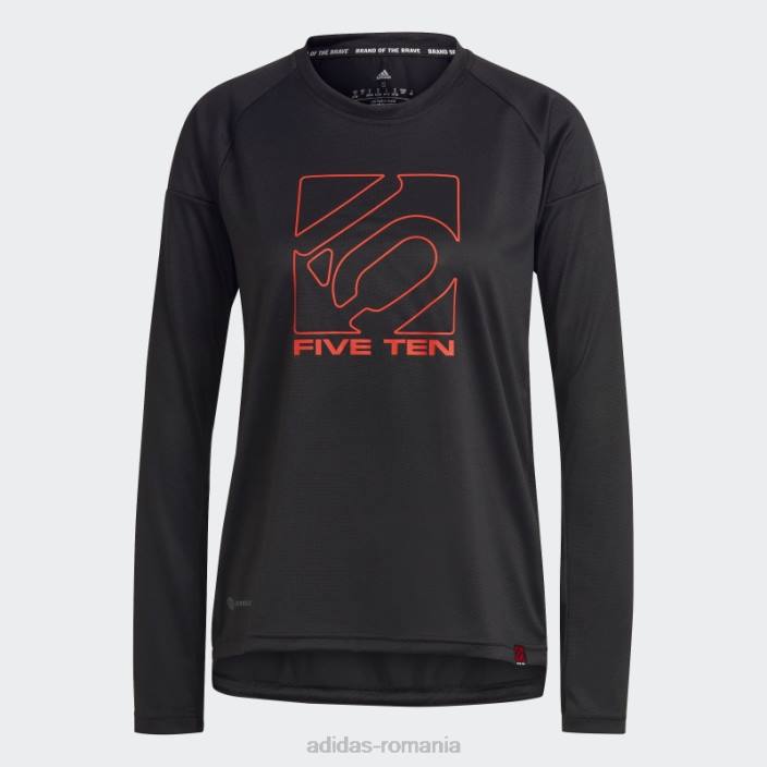 Adidas tricou negru cinci zece cu mânecă lungă femei negru 2JBN22894
