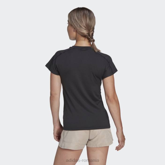 Adidas tricou negru cu decolteu în V cu branding minimal femei negru 2JBN22756