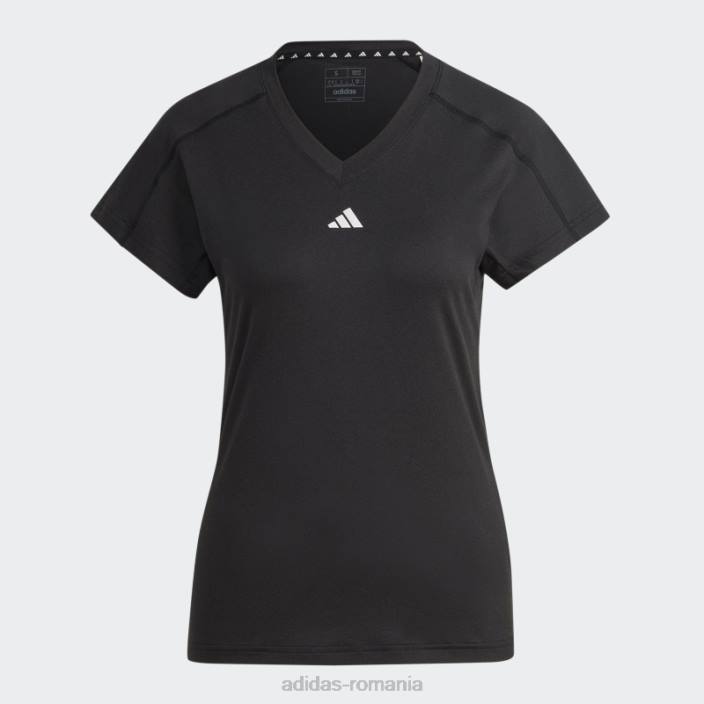Adidas tricou negru cu decolteu în V cu branding minimal femei negru 2JBN22756