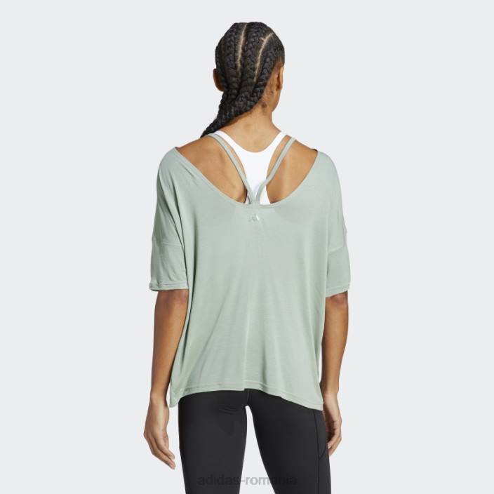 Adidas tricou supradimensionat de yoga studio verde argintiu femei verde argintiu 2JBN22882