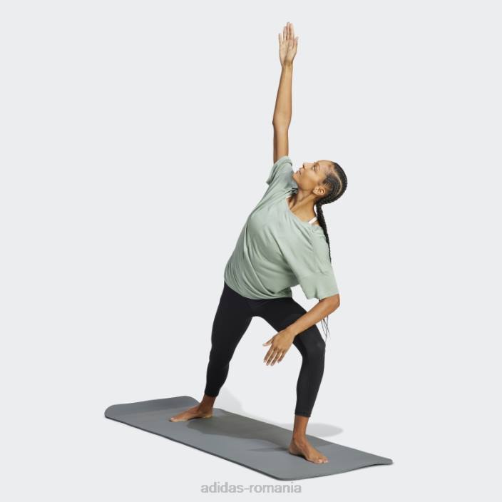 Adidas tricou supradimensionat de yoga studio verde argintiu femei verde argintiu 2JBN22882