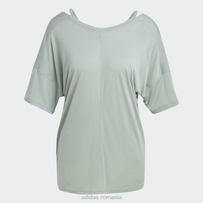Adidas tricou supradimensionat de yoga studio verde argintiu femei verde argintiu 2JBN22882
