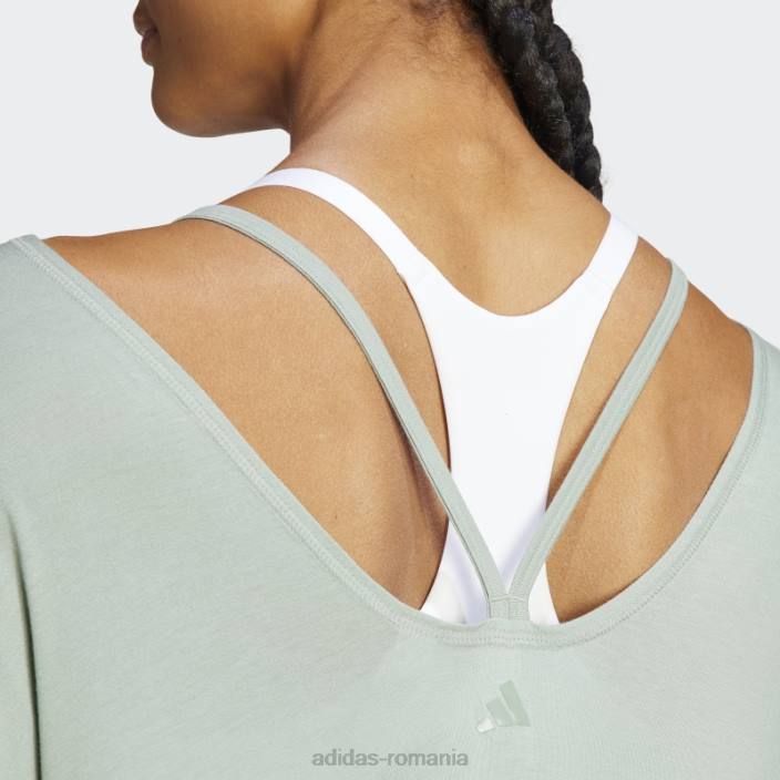 Adidas tricou supradimensionat de yoga studio verde argintiu femei verde argintiu 2JBN22882