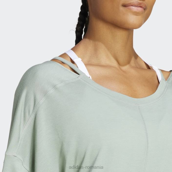 Adidas tricou supradimensionat de yoga studio verde argintiu femei verde argintiu 2JBN22882