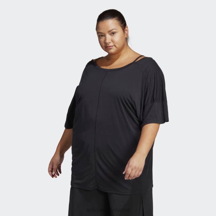 Adidas tricou supradimensionat negru de yoga studio (mărime plus) femei negru 2JBN22703