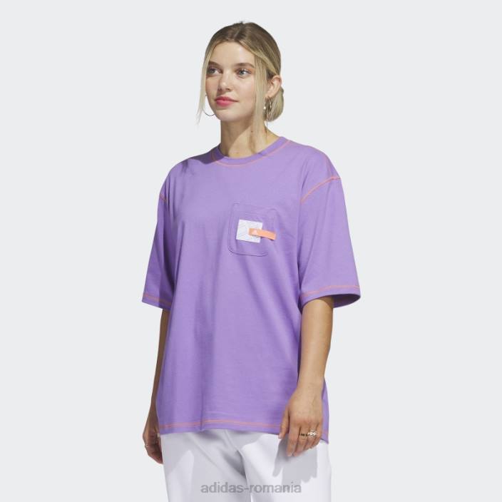 Adidas violet sport statement boyfriend buzunar tricou adidas femei violet 2JBN22605