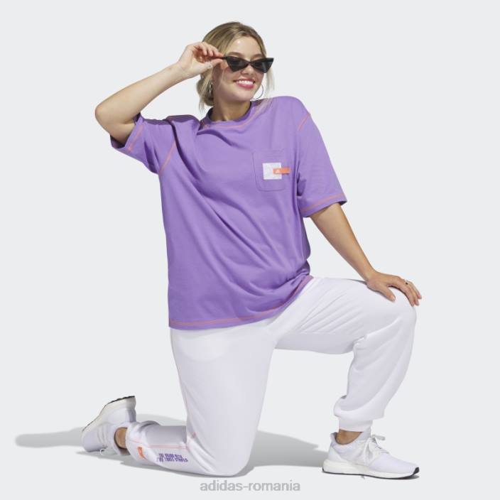 Adidas violet sport statement boyfriend buzunar tricou adidas femei violet 2JBN22605