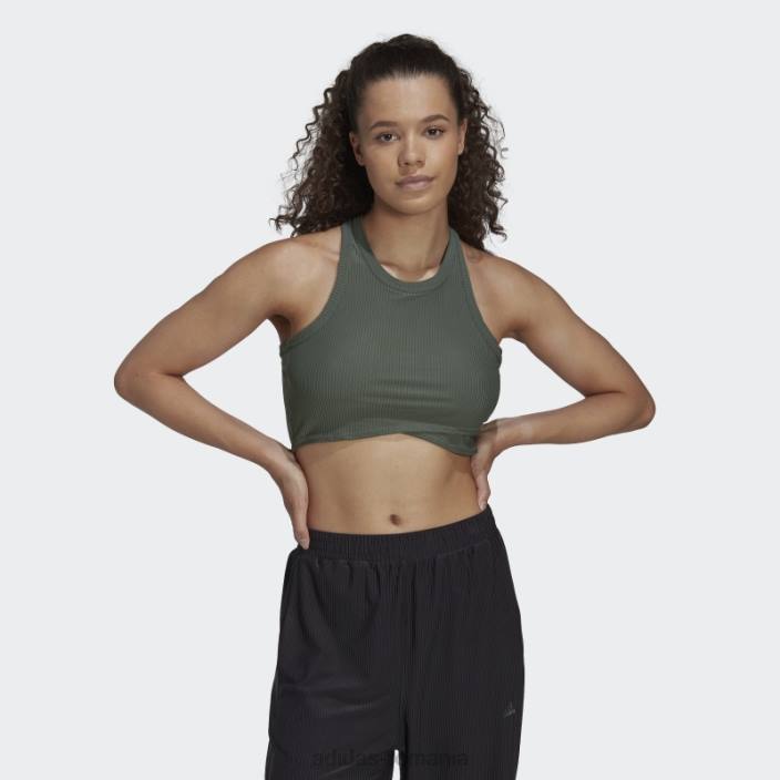 Adidas Yoga studio înfășurat coasta tank top verde oxid femei oxid verde 2JBN22801