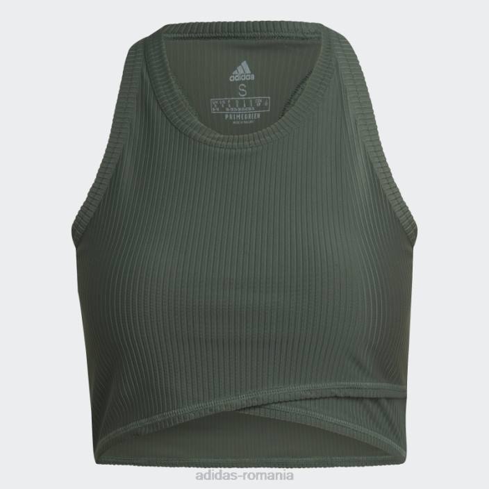 Adidas Yoga studio înfășurat coasta tank top verde oxid femei oxid verde 2JBN22801