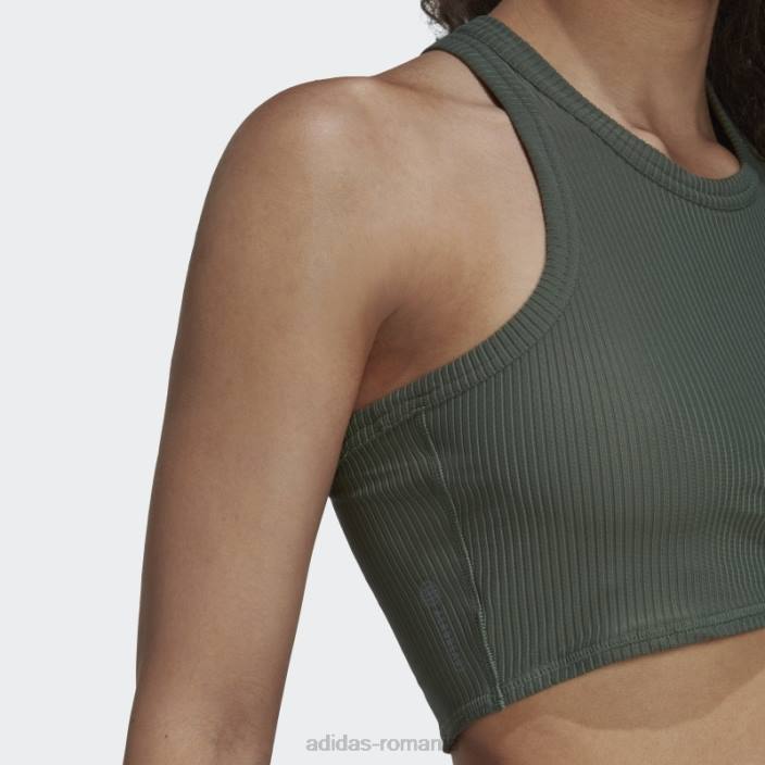 Adidas Yoga studio înfășurat coasta tank top verde oxid femei oxid verde 2JBN22801