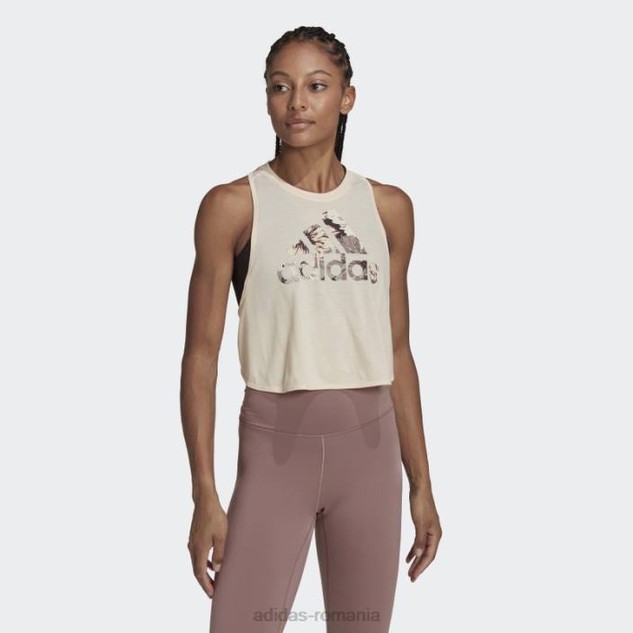 Adidas aeroready, făcut pentru antrenament, maiou floral cu tentă ecru femei nuanță ecru 2JBN22484