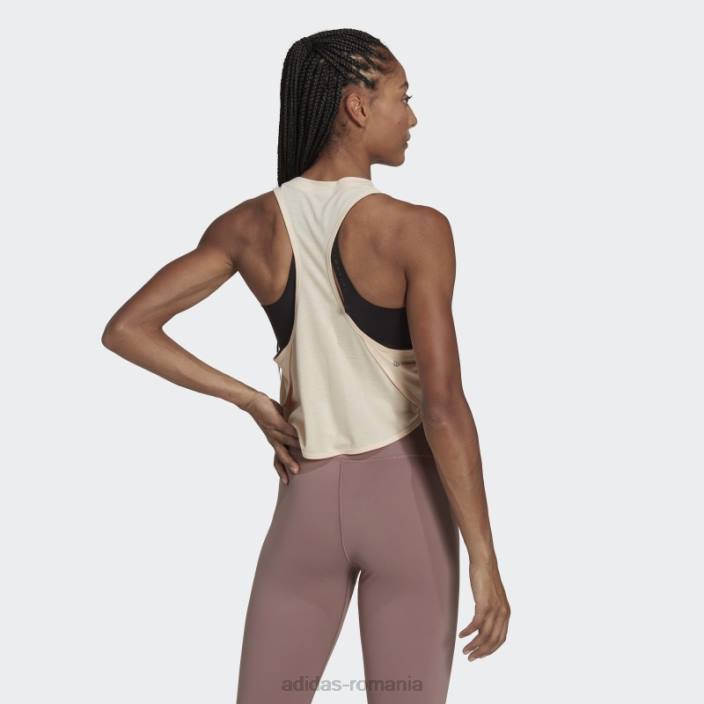 Adidas aeroready, făcut pentru antrenament, maiou floral cu tentă ecru femei nuanță ecru 2JBN22484