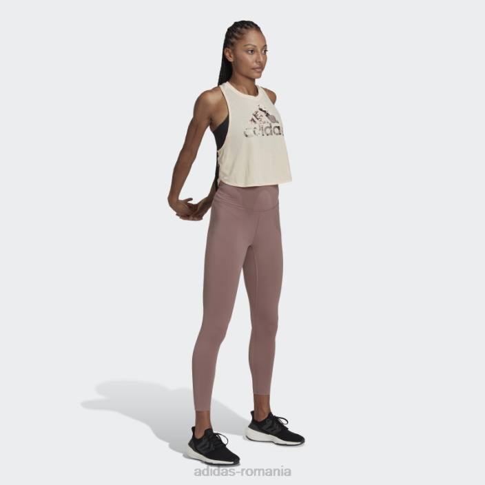 Adidas aeroready, făcut pentru antrenament, maiou floral cu tentă ecru femei nuanță ecru 2JBN22484