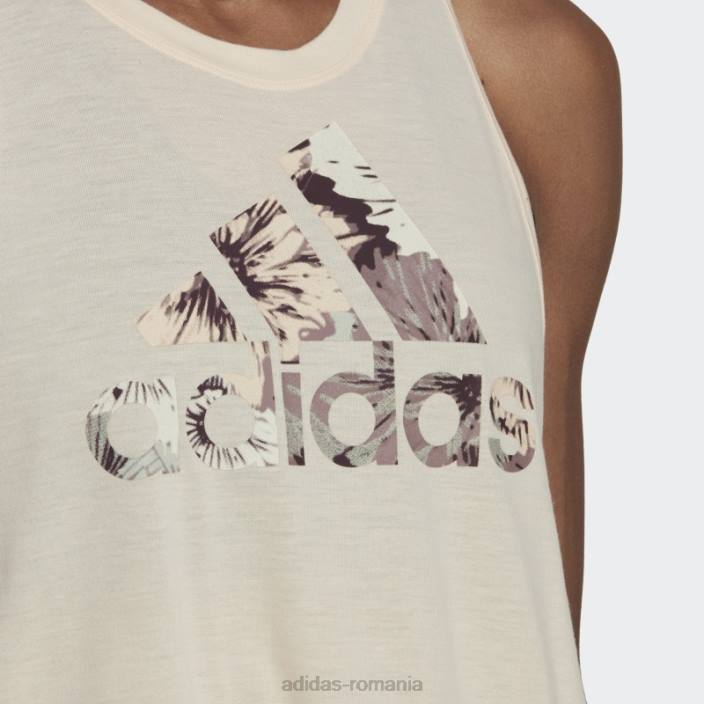Adidas aeroready, făcut pentru antrenament, maiou floral cu tentă ecru femei nuanță ecru 2JBN22484