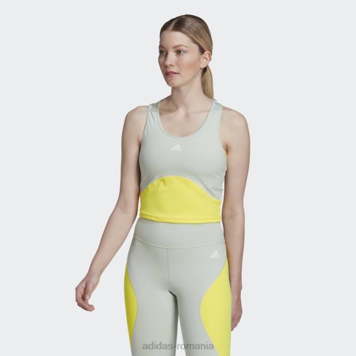 Adidas aeroready train hiit crop tank top verde adidas femei verde galben 2JBN22608