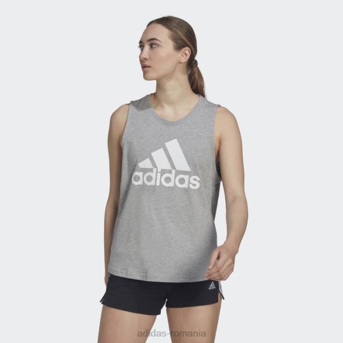 Adidas bluză adidas cu logo mare essentials gri mediu femei gri mediu/alb 2JBN22785