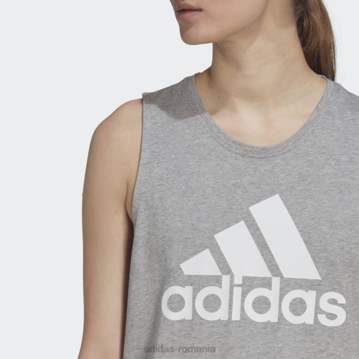 Adidas bluză adidas cu logo mare essentials gri mediu femei gri mediu/alb 2JBN22785