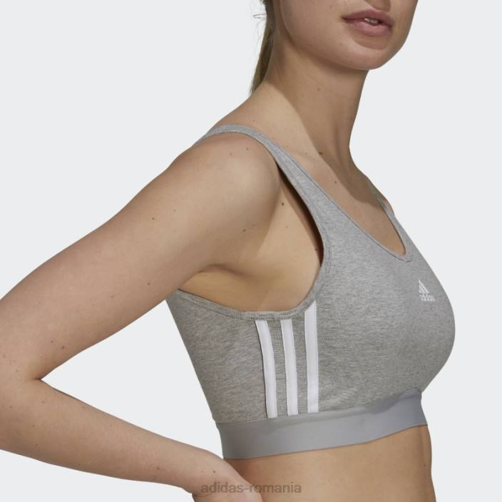 Adidas crop top cu 3 dungi alb femei gri mediu/alb 2JBN22447