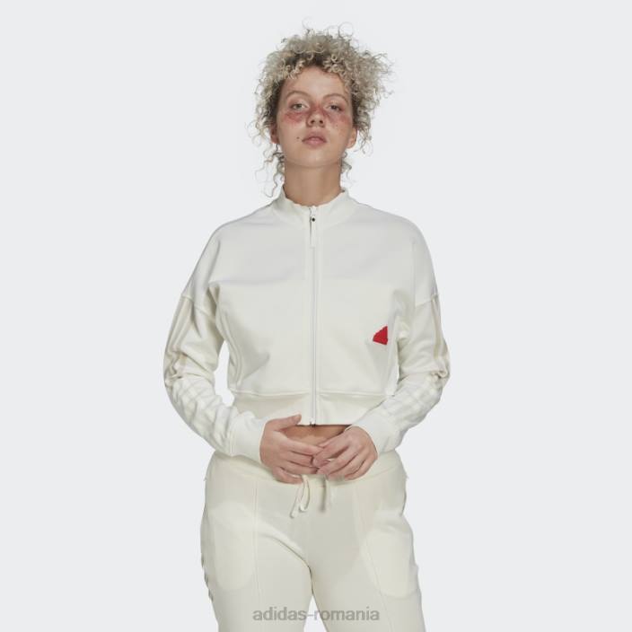 Adidas crop track top alb femei alb 2JBN22543
