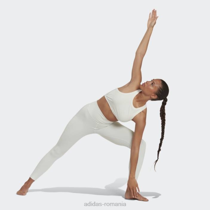 Adidas maiou alb învelit cu coaste de yoga studio femei alb 2JBN22676