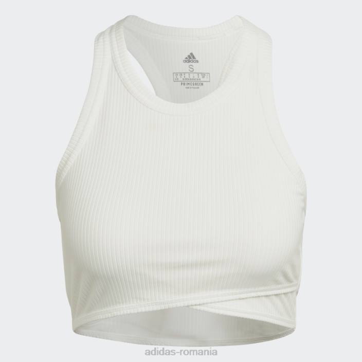 Adidas maiou alb învelit cu coaste de yoga studio femei alb 2JBN22676