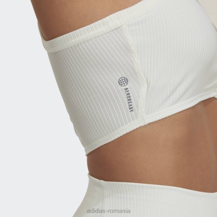 Adidas maiou alb învelit cu coaste de yoga studio femei alb 2JBN22676