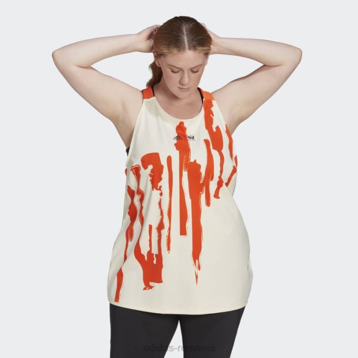 Adidas x thebe magugu tenis new york y-tank top (plus size) ecru tint femei nuanță ecru/portocaliu 2JBN22733