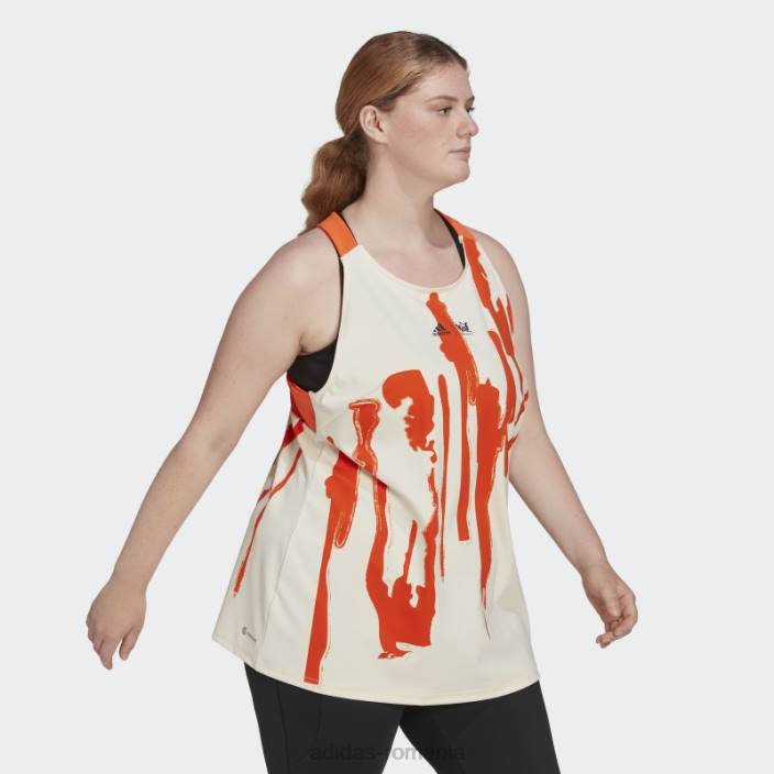Adidas x thebe magugu tenis new york y-tank top (plus size) ecru tint femei nuanță ecru/portocaliu 2JBN22733