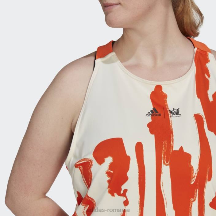 Adidas x thebe magugu tenis new york y-tank top (plus size) ecru tint femei nuanță ecru/portocaliu 2JBN22733