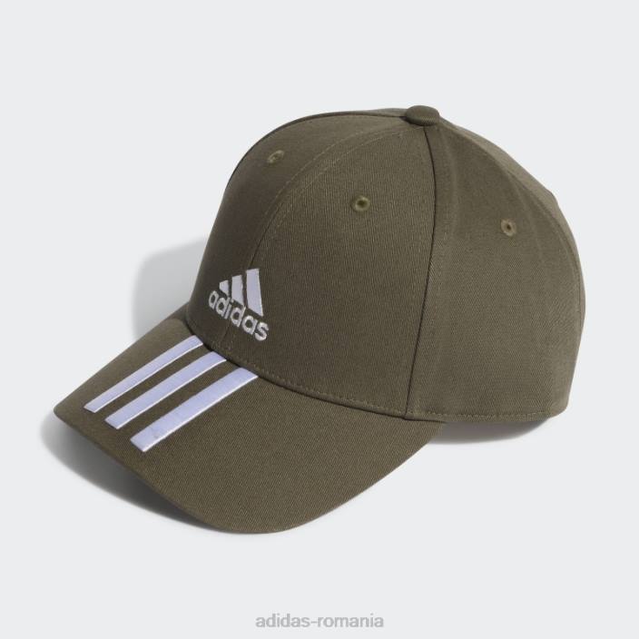 Adidas șapcă din twill cu 3 dungi de baseball olive unisex măsliniu/alb 2JBN15548
