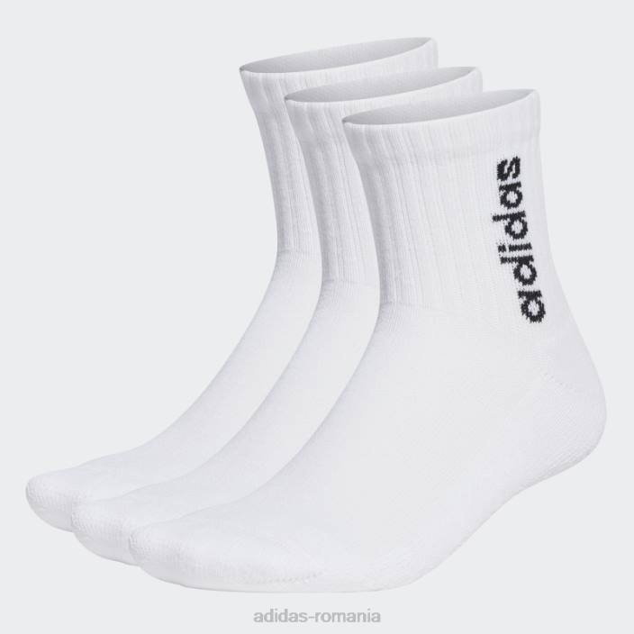 Adidas șosete cu perne cu logo vertical liniar semi-crew 3 perechi alb unisex alb negru 2JBN15530