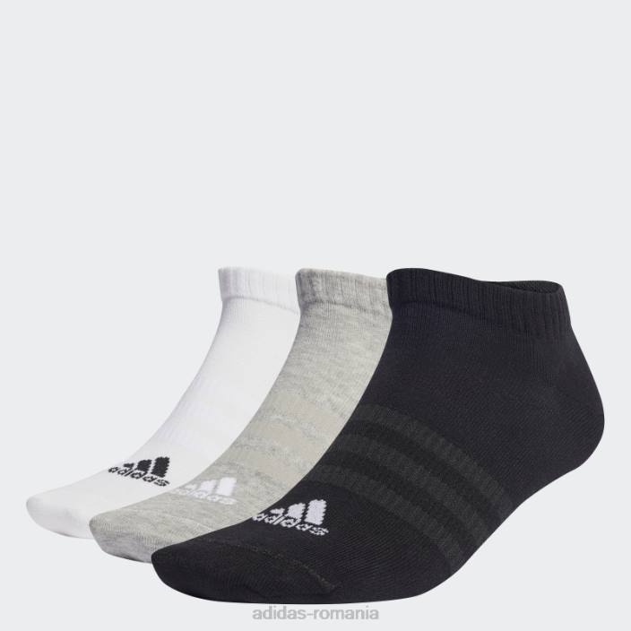 Adidas șosete decoltate gri mediu, subțiri și ușoare, pentru sport 3 perechi unisex gri mediu/alb/negru 2JBN15382