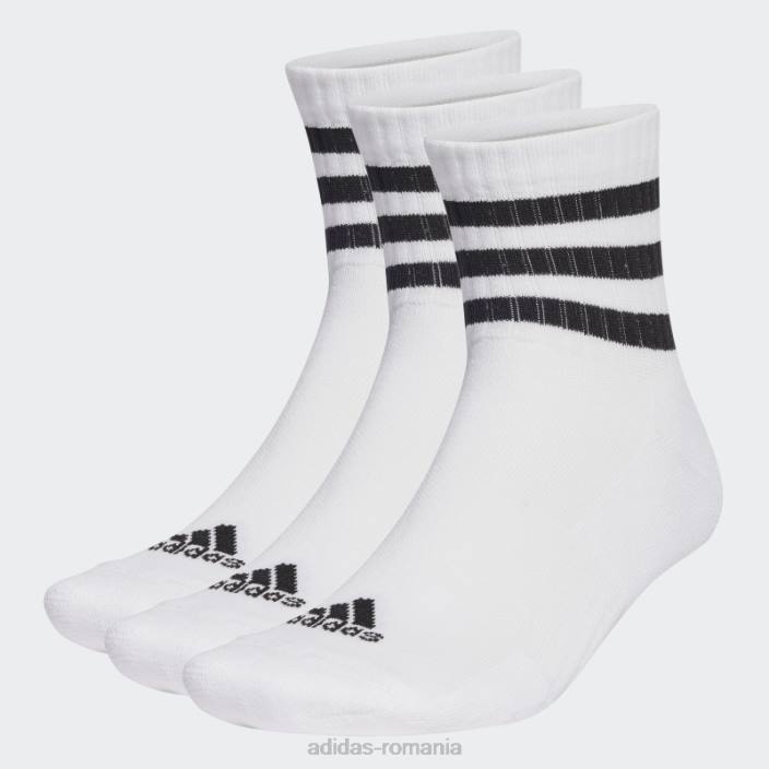 Adidas șosete alb cu 3 dungi sport îmbrăcăminte mijlocie 3 perechi unisex alb negru 2JBN7456