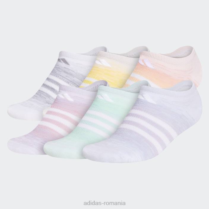 Adidas șosete alb ombre nu-show 6 perechi unisex alb/albastru/albastru zorilor 2JBN8092