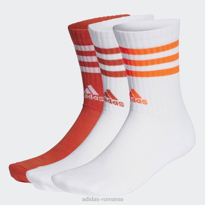 Adidas Șosete echipaj cu perne cu 3 dungi 3 perechi roșii unisex alb roșu 2JBN7614