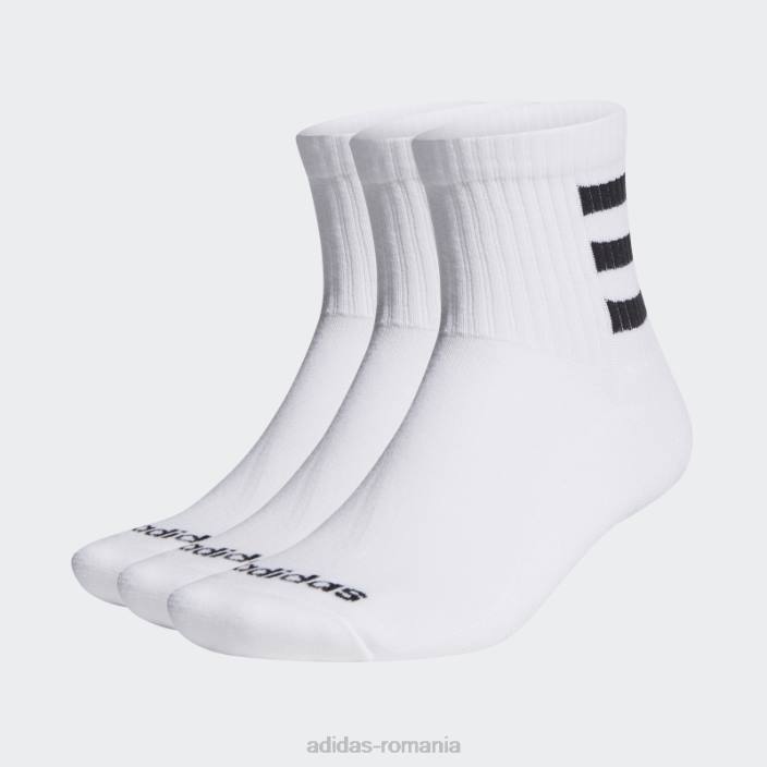 Adidas șosete sferturi cu 3 dungi semipernute 3 perechi alb unisex alb 2JBN10975