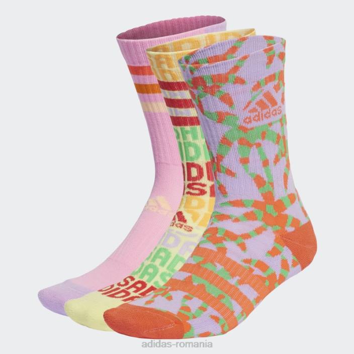 Adidas x farm rio crew sosete 3 perechi multicolor hot unisex strălucire multicoloră/violet 2JBN8091