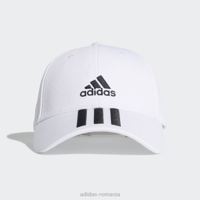 Adidas șapcă din twill cu 3 dungi de baseball, albă, elegantă unisex alb negru 2JBN1741