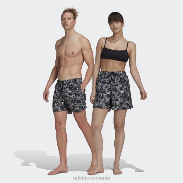 Adidas pantaloni scurți de baie grafici negri de lungime scurtă (neutru de gen) unisex alb negru 2JBN14878