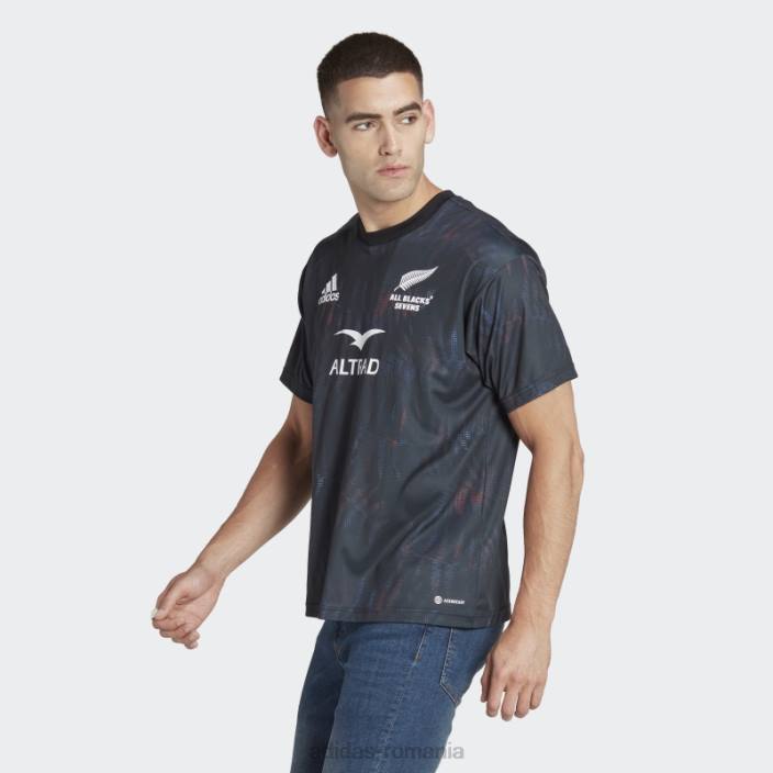 Adidas tricoul de acasă all blacks sevens (neutru de gen) negru unisex alb negru 2JBN14299