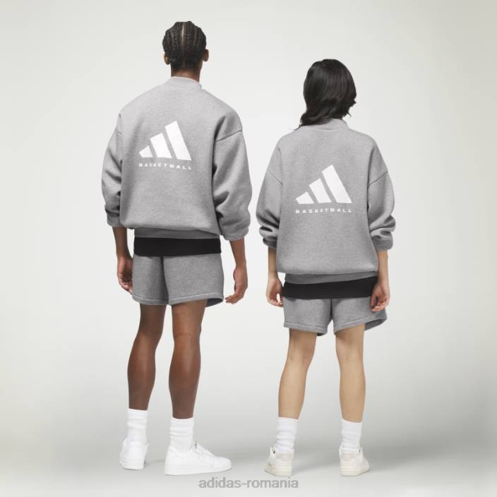Adidas bluză de ovăz baschet heather crew hanorac fierbinte unisex fulgi de ovăz închis la culoare 2JBN788