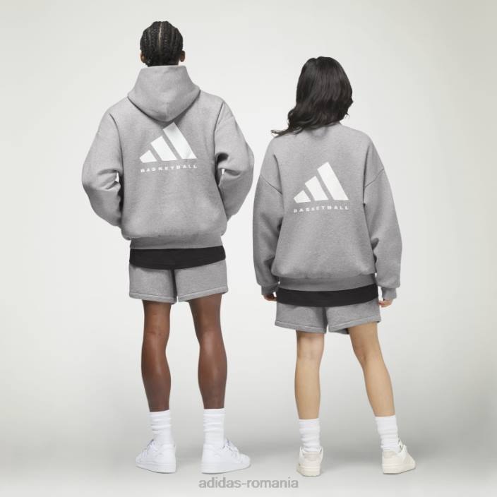 Adidas fulgi de ovaz inchis la moda pantaloni scurți de baschet heather unisex fulgi de ovăz închis la culoare 2JBN13616