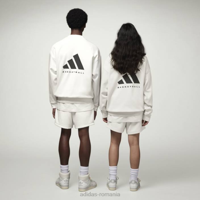 Adidas hanorac alb pentru echipaj de baschet fierbinte unisex alb 2JBN768