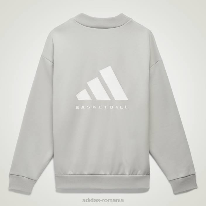 Adidas hanorac gri metal pentru echipaj de baschet unisex gri metal 2JBN5148