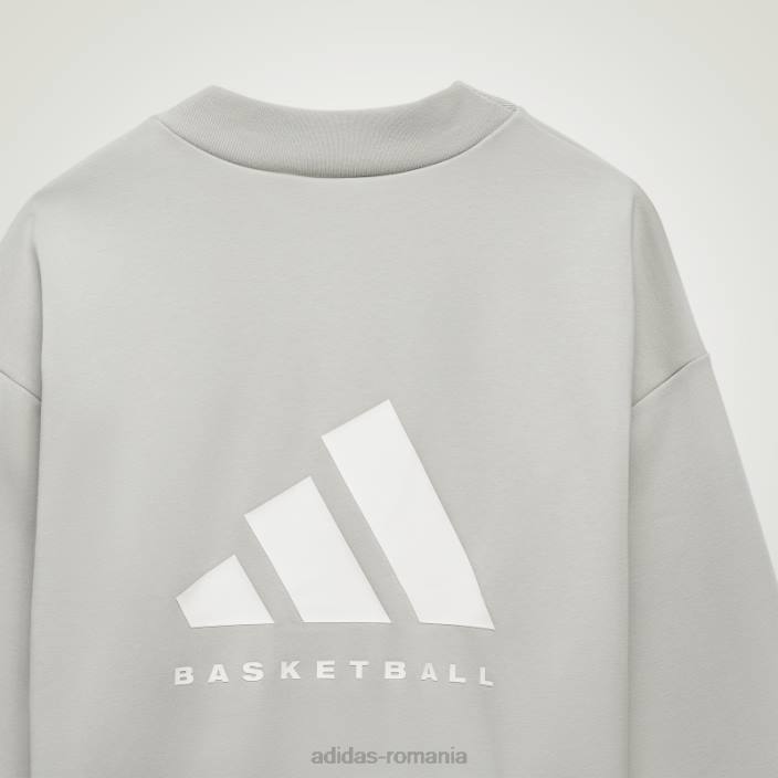 Adidas hanorac gri metal pentru echipaj de baschet unisex gri metal 2JBN5148