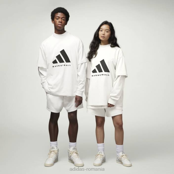Adidas modă tricou alb de baschet unisex alb 2JBN758